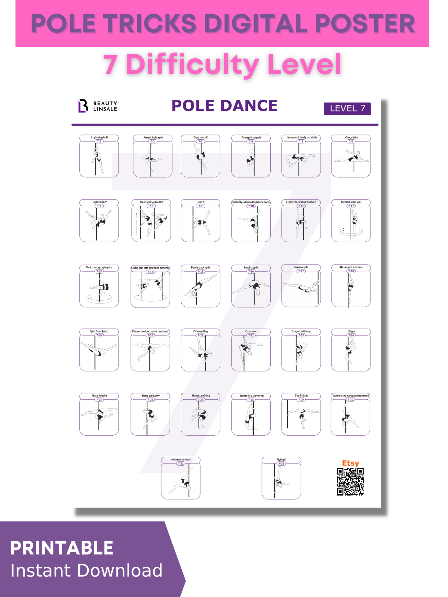 Pole Dance Poster Digital (PDF) - 7 level
