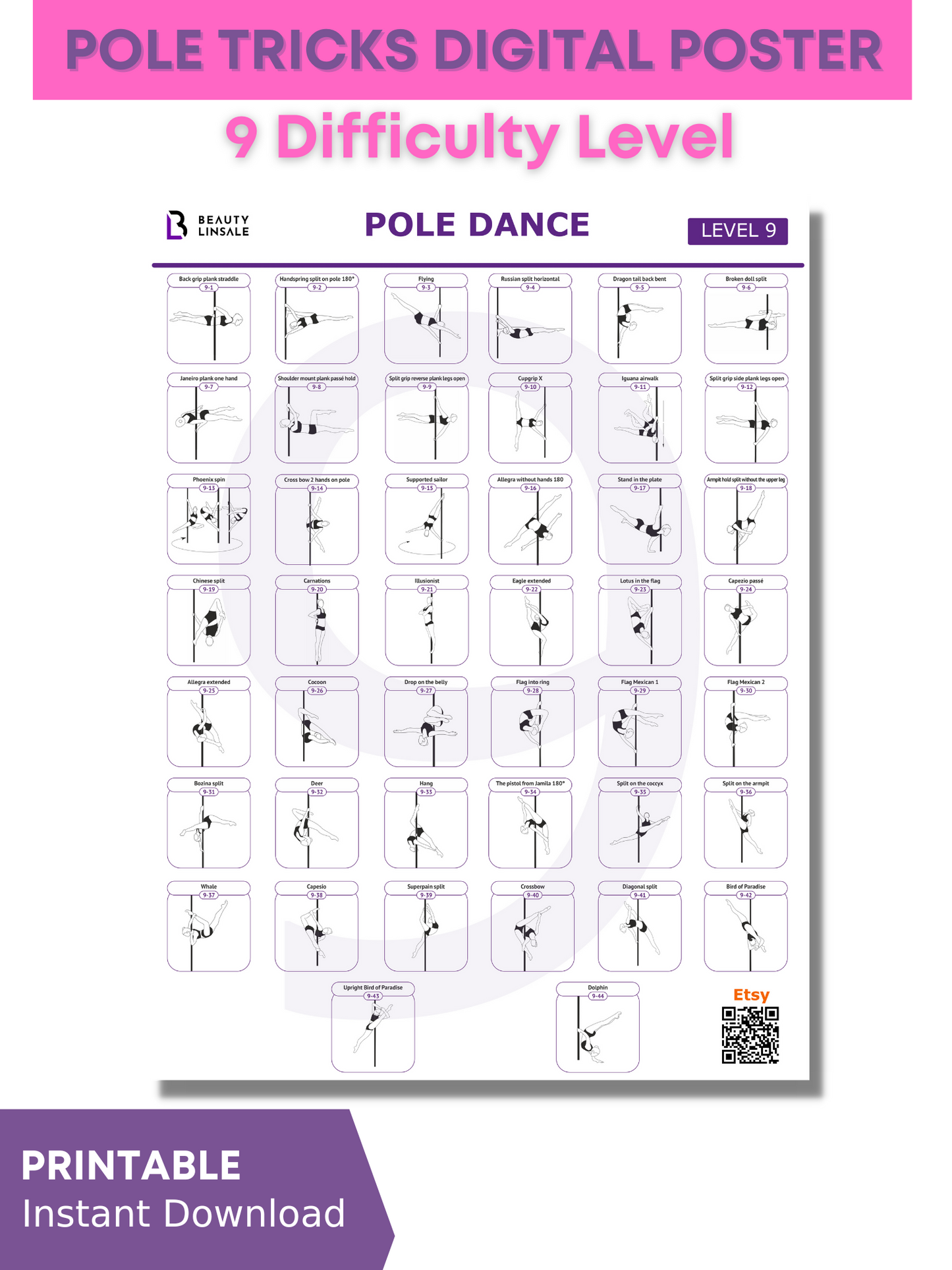 Pole Dance Poster Digital (PDF) - 9 level