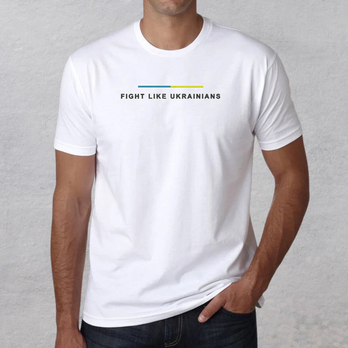 Zelensky Shirt with EMBROIDERED "Fight Like Ukrainians" (футболка чол.)