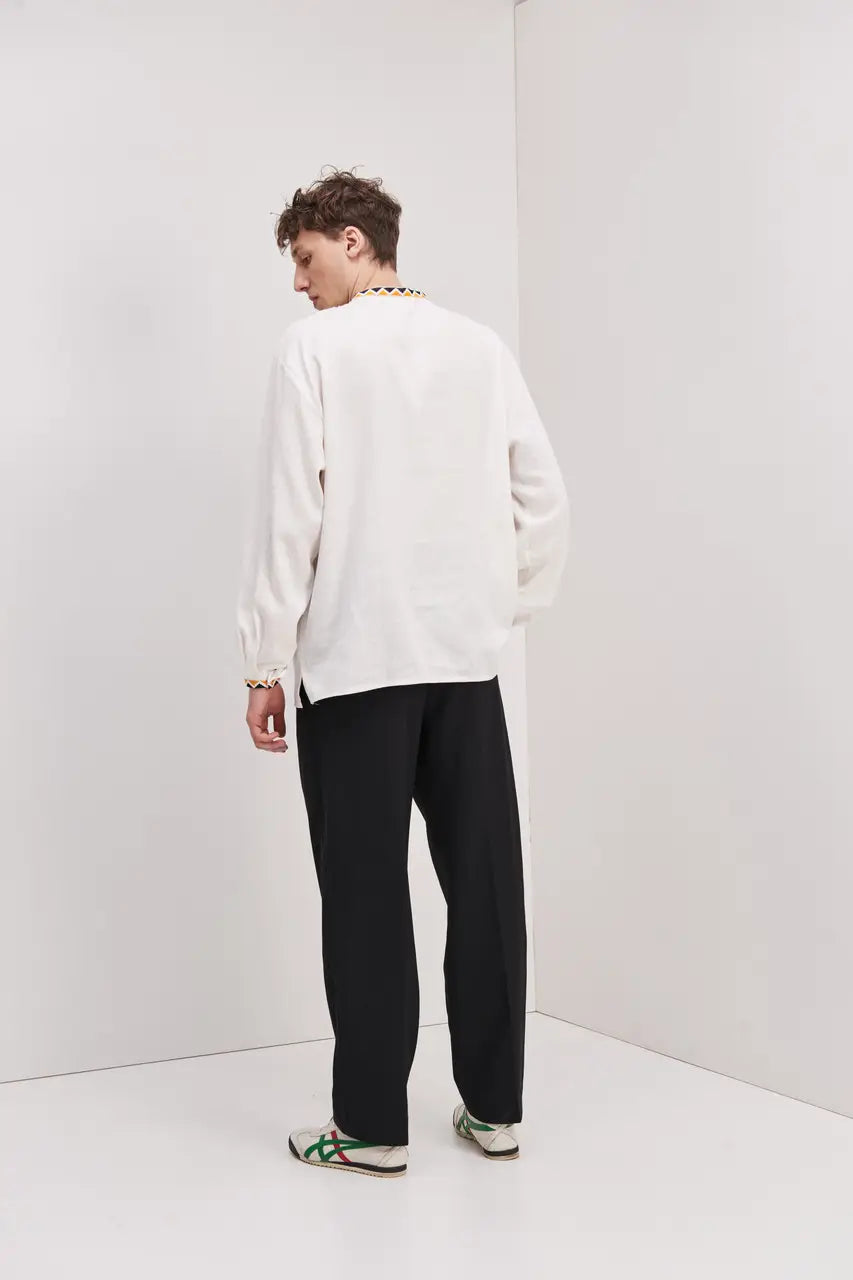 Ukrainian Vyshyvanka Shirt for Men in Cotton Linen Blend with Traditional Embroidery | Danylo Design | Handmade Ukrainian Clothing