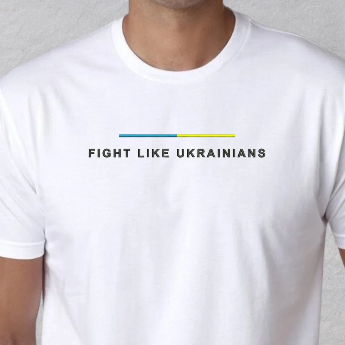 Zelensky Shirt with EMBROIDERED "Fight Like Ukrainians" (футболка чол.)