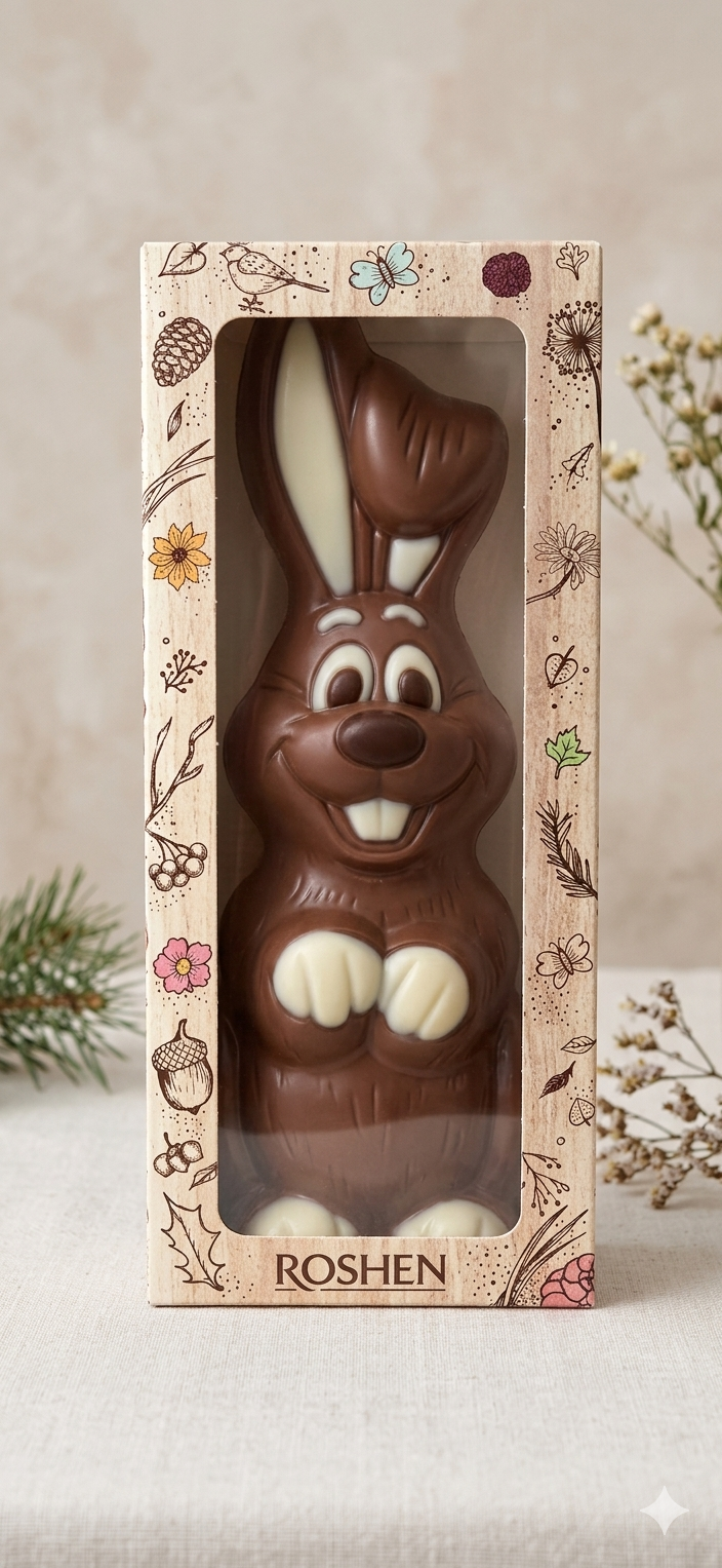 Large Handmade Milk Chocolate Rabbit Figurine "Big Ears" – 300g Artisanal Chocolate Bunny Gift – Gourmet Easter & Birthday Treat