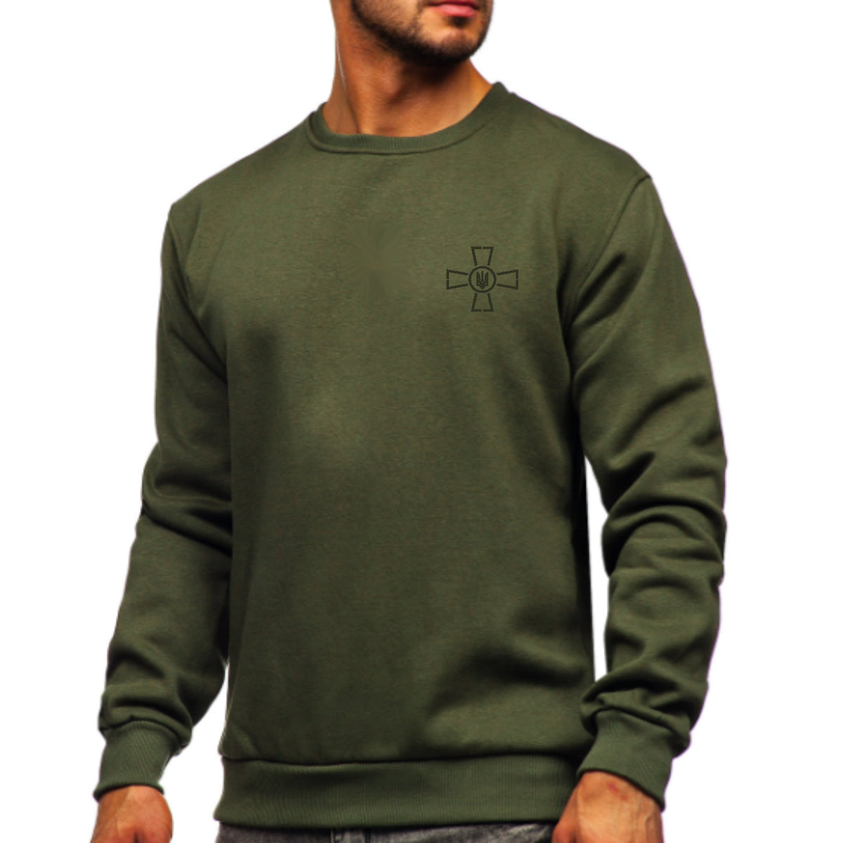 Ukrainian Armed Forces Sweatshirt | Military Green ВСУ Print Crewneck | Ukraine Army Support Pullover | Patriotic Zelensky Style