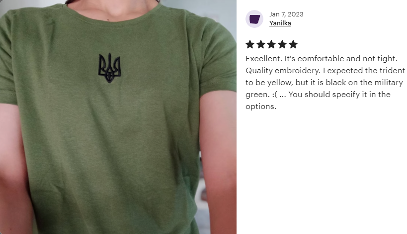 Ukrainian Embroidered T-shirt with trident for WOMEN. (Футболка з тризубом)