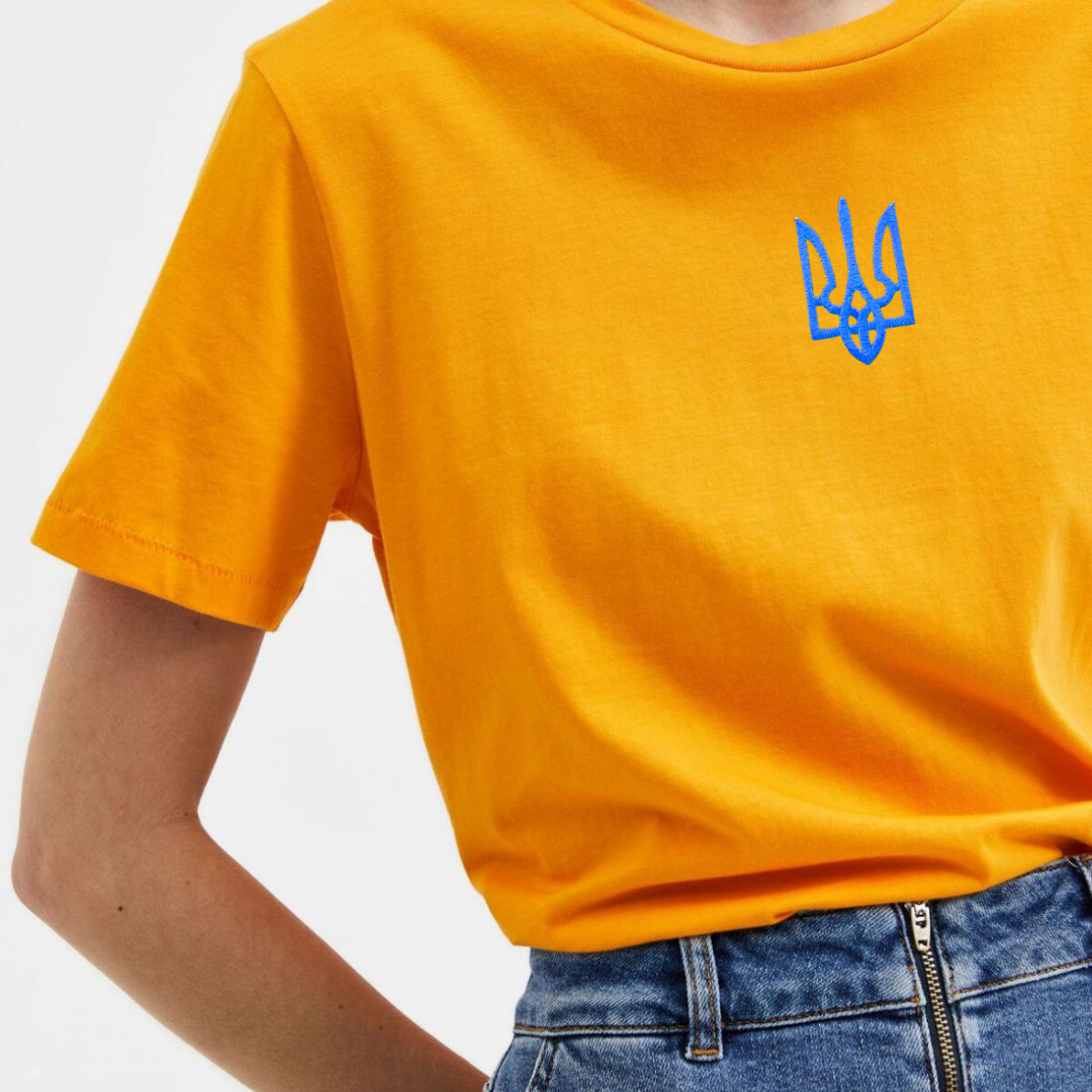 Set of 2 Ukrainian Embroidered T Shirts With Trident (Набір футболок патріотичний)