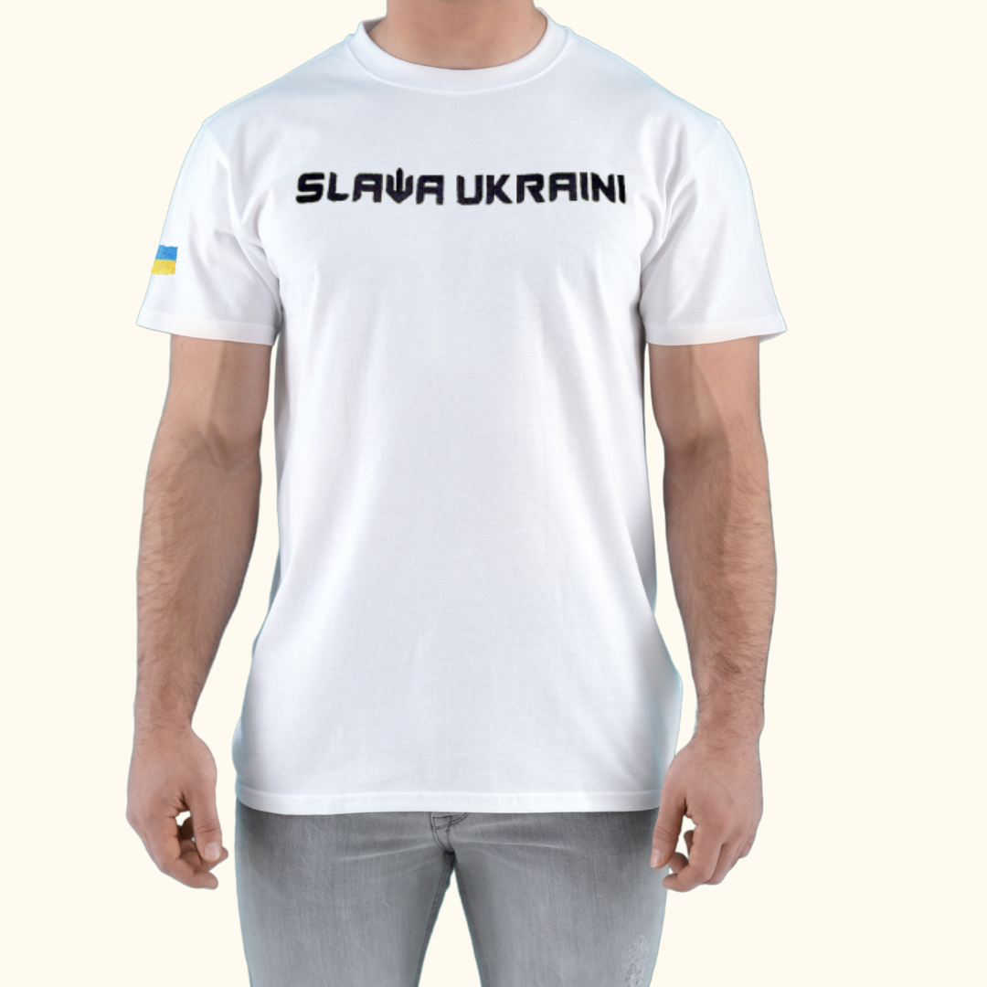 Slava Ukraine Embroidered Ukraine Shirt (Футболка чол.)