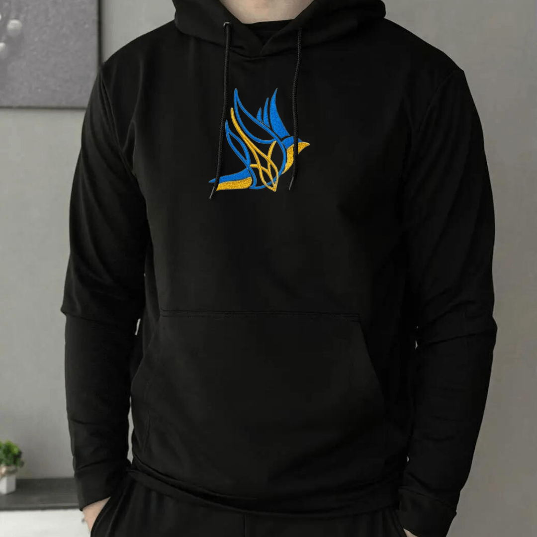 Warm Ukrainian Hoodie for Men with Dove of Peace Embroidery (Худі чол.)