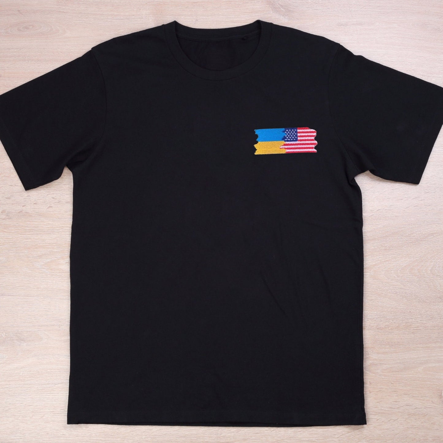 Ukraine and American Flag T Shirt Embroidered (Футболка чол.)