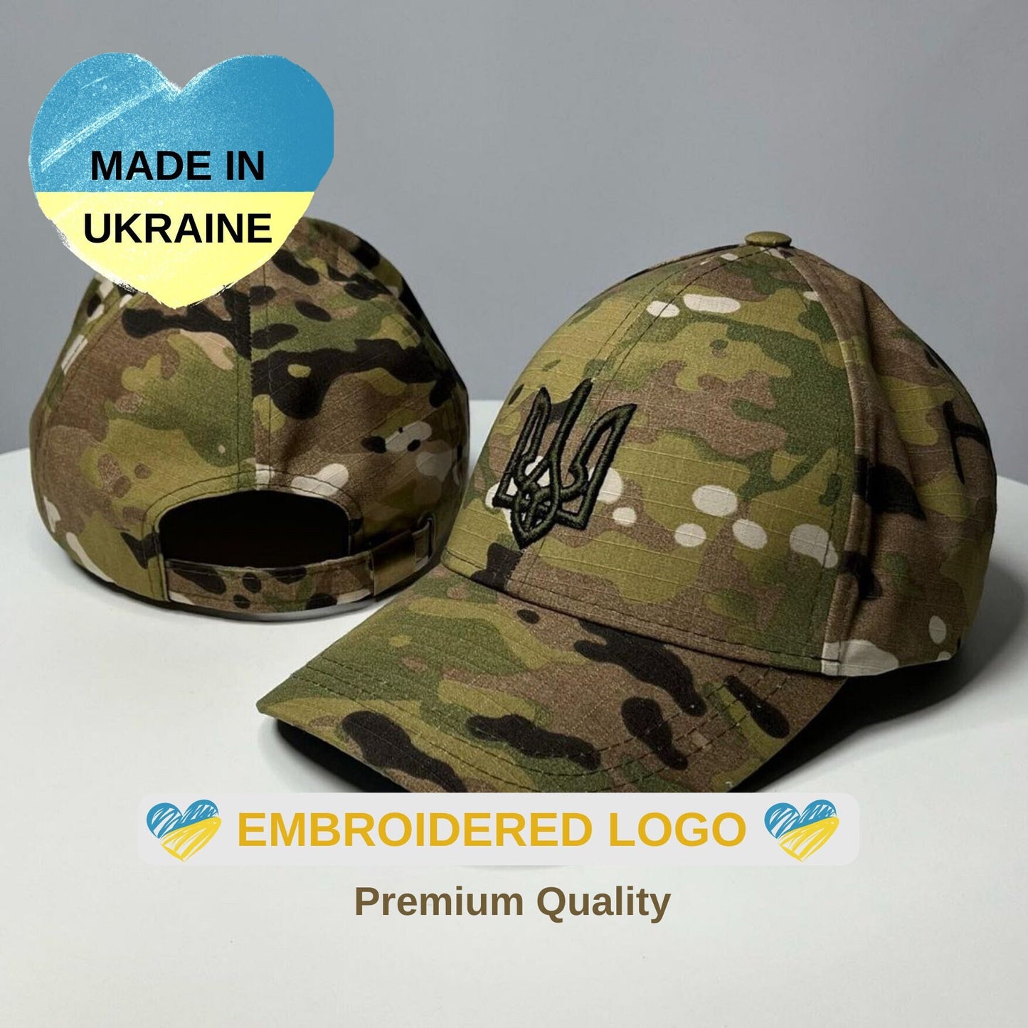 Ukraine Military Dad Hat with Ukrainian Trident Embroidered (Кепка чол.)