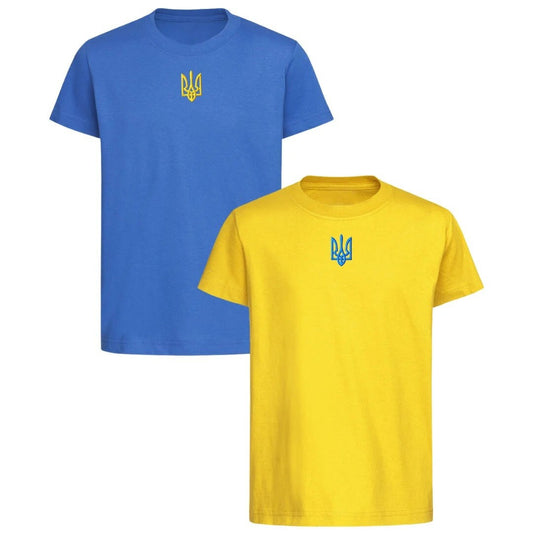 Set of 2 Ukrainian T Shirts With Ukrainian Tryzub Embroidered (Набір футболок патріотичний)