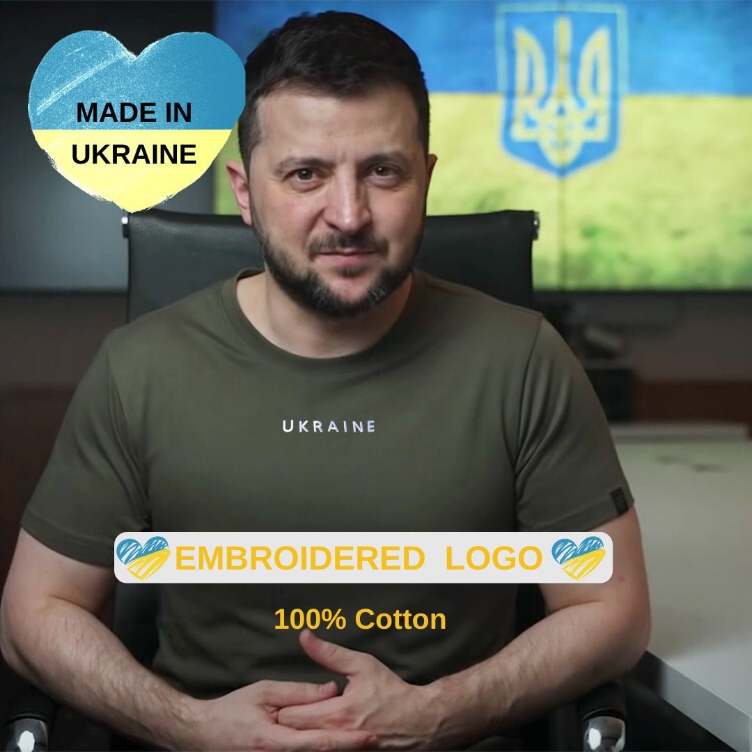 Zelensky Shirt With Embroidered 'Ukraine' (Футболка чол.)
