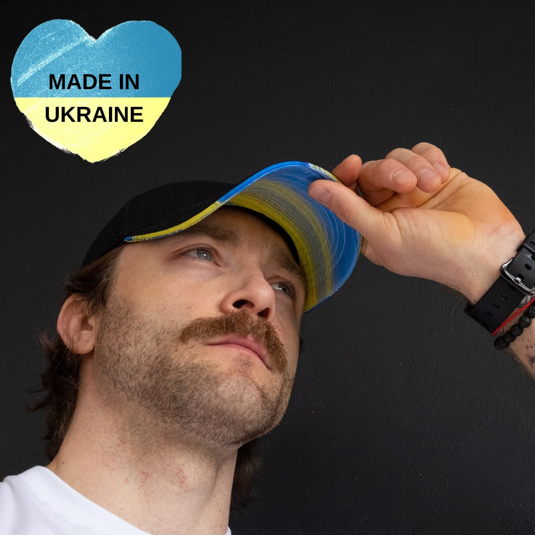 Baseball Ukrainian Hat With a Bright Accent in Ukrainian Flag Colors (Кепка прапор)