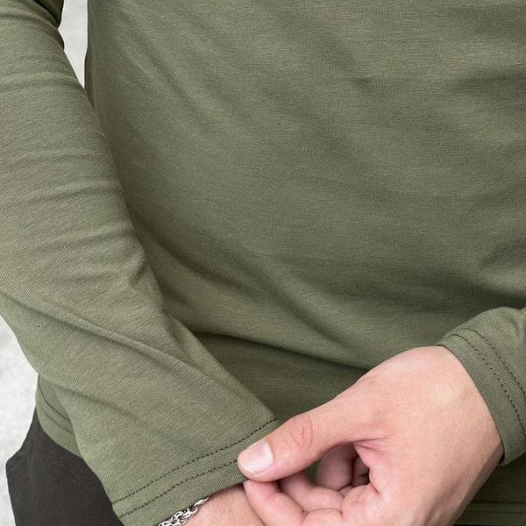 Ukrainian Long Sleeve with Embroidered Ukraine Flag (Футболка чол.)