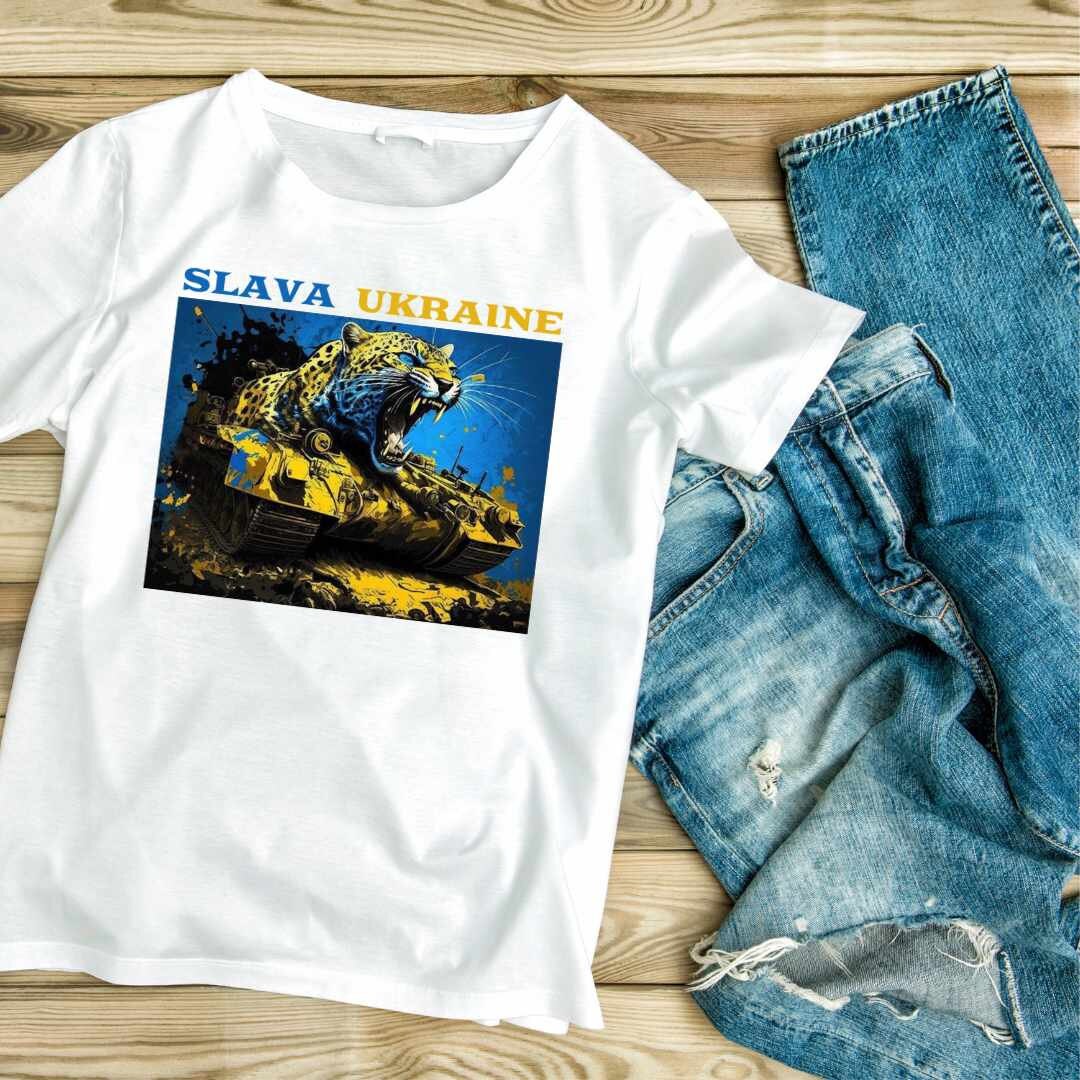 Ukrainian T Shirt with Print Tank and Leopard (Футболка чол.)