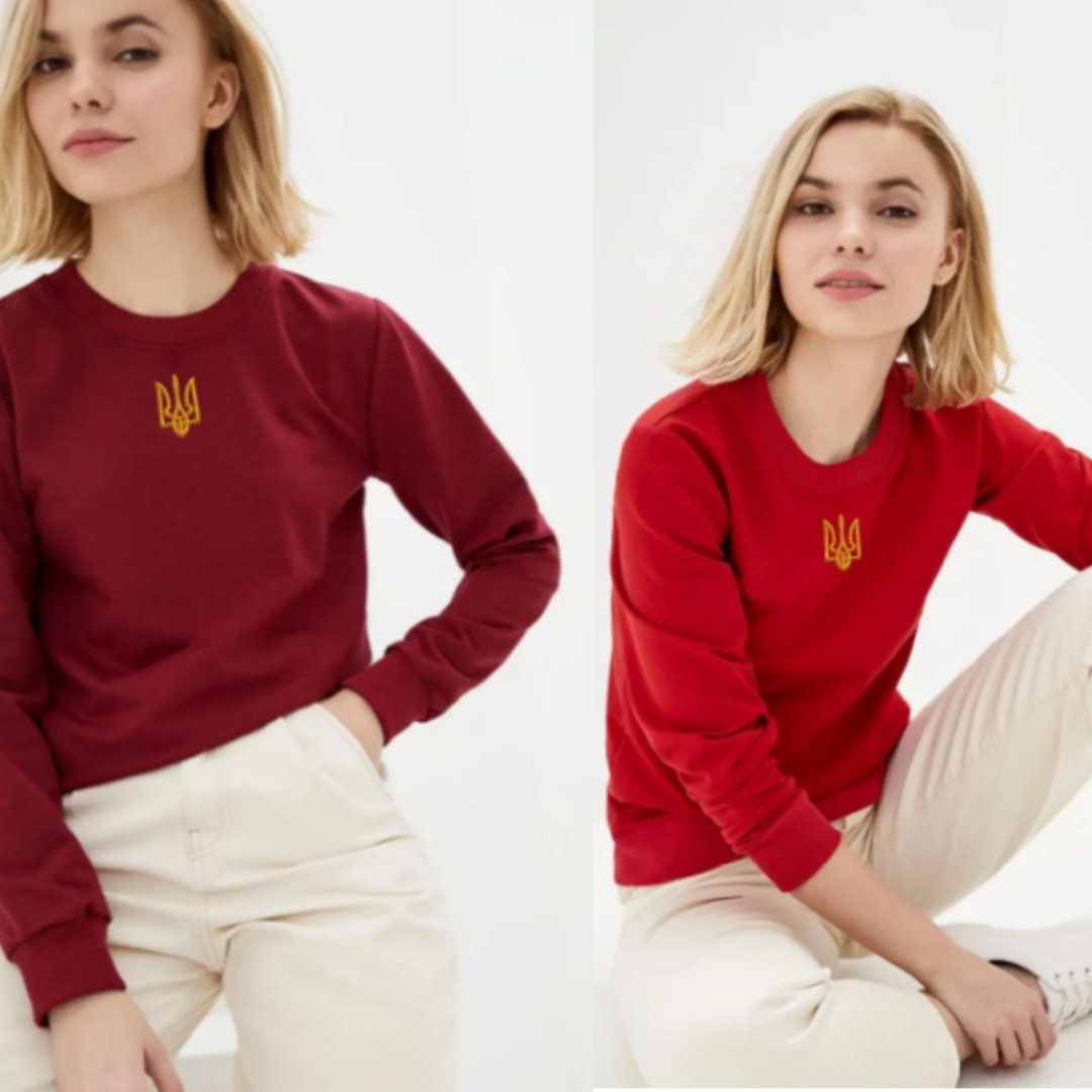 Stylish Women's Sweatshirt with Ukrainian Embroidered Trident (Світшот жін.)