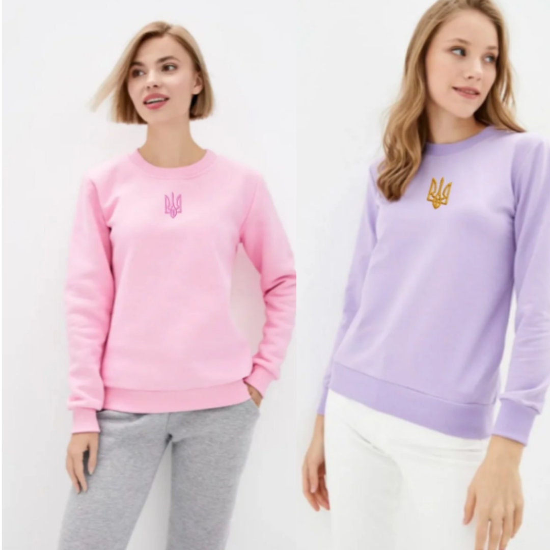 Stylish Women's Sweatshirt with Ukrainian Embroidered Trident (Світшот жін.)