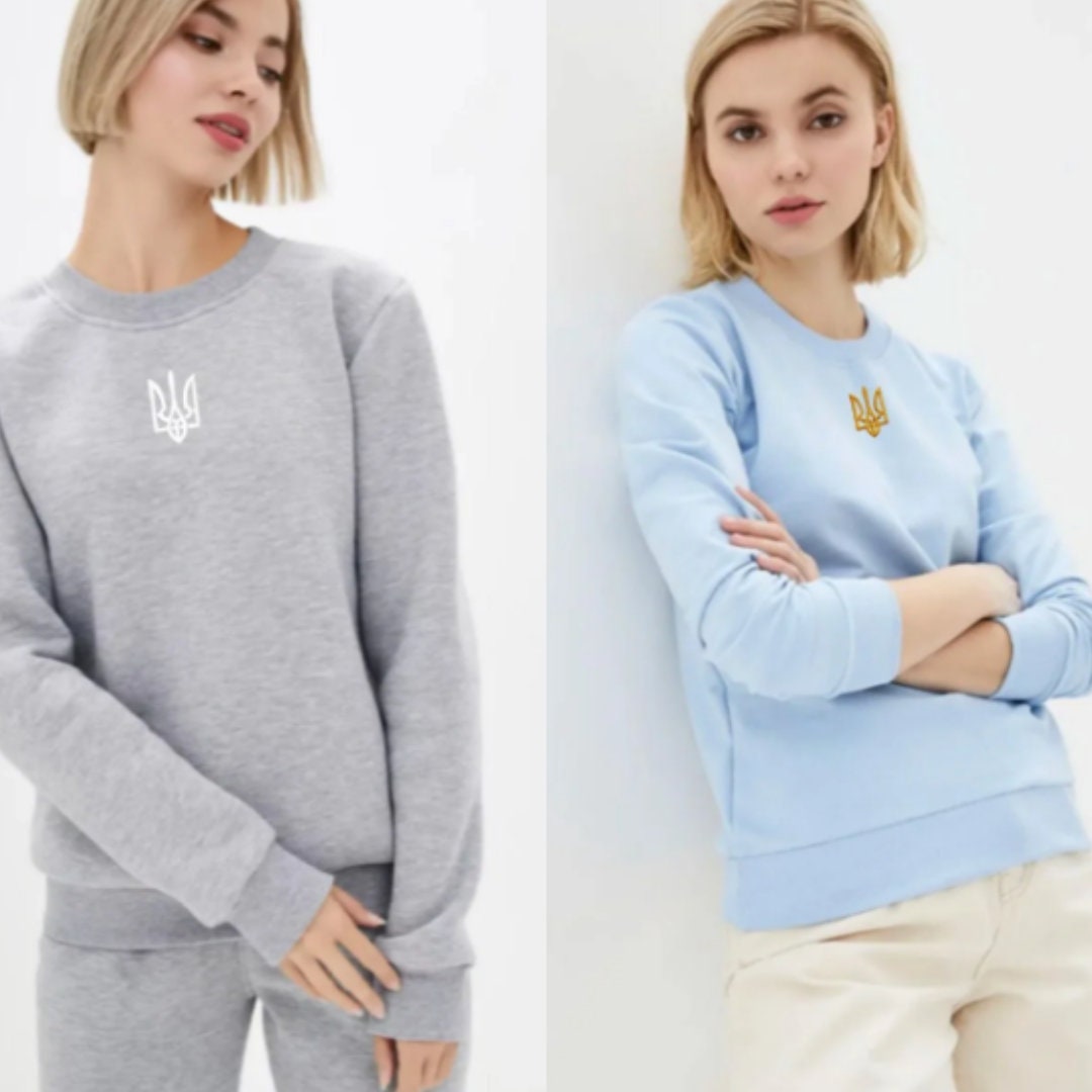 Stylish Women's Sweatshirt with Ukrainian Embroidered Trident (Світшот жін.)