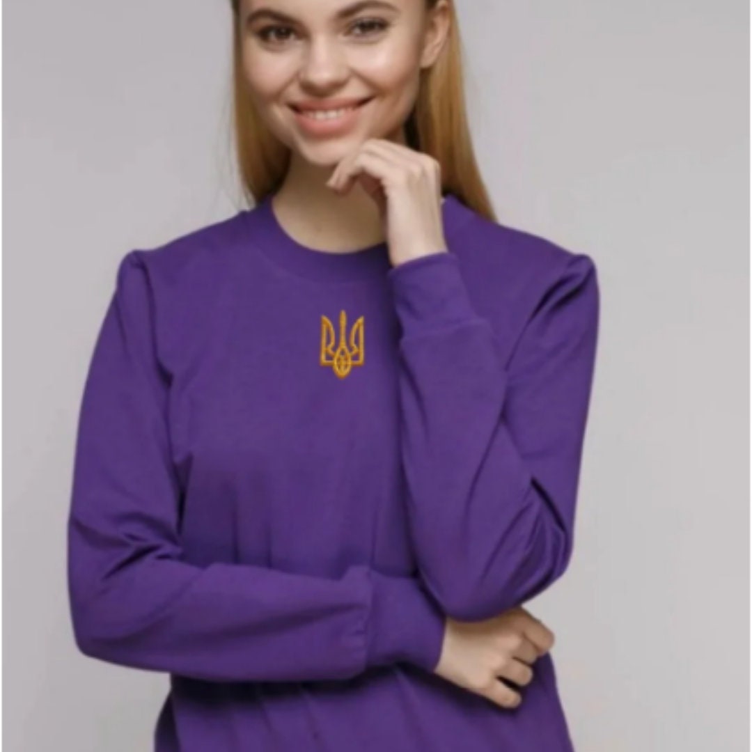 Stylish Women's Sweatshirt with Ukrainian Embroidered Trident (Світшот жін.)