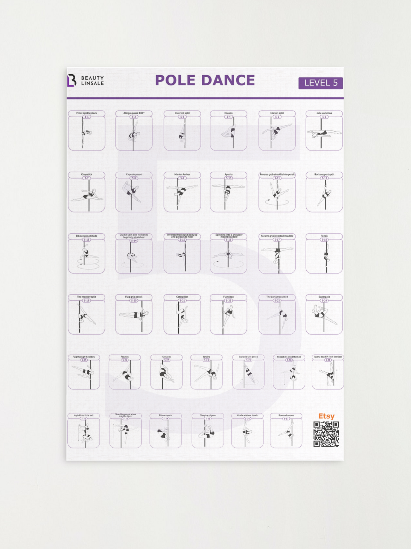 Pole Dance Poster Digital (PDF) - 5 level