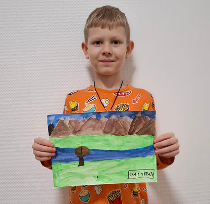 Support Ukrainian Little Artist (The Karpaty .jpg). (Дитяча картина)