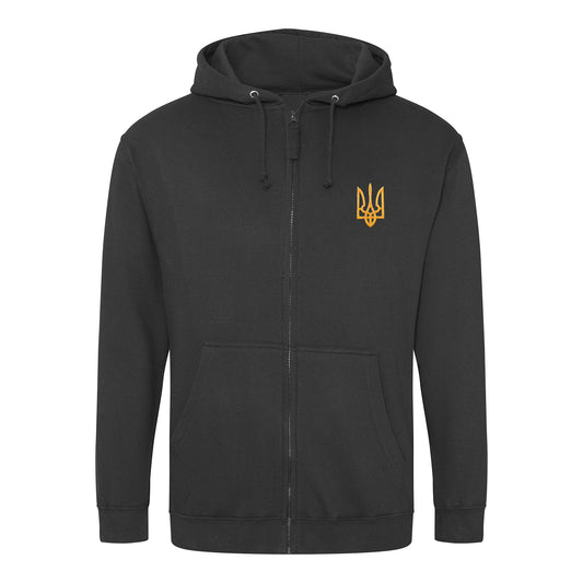 Ukrainian zip-up Hoodie with Embroidered Trident
