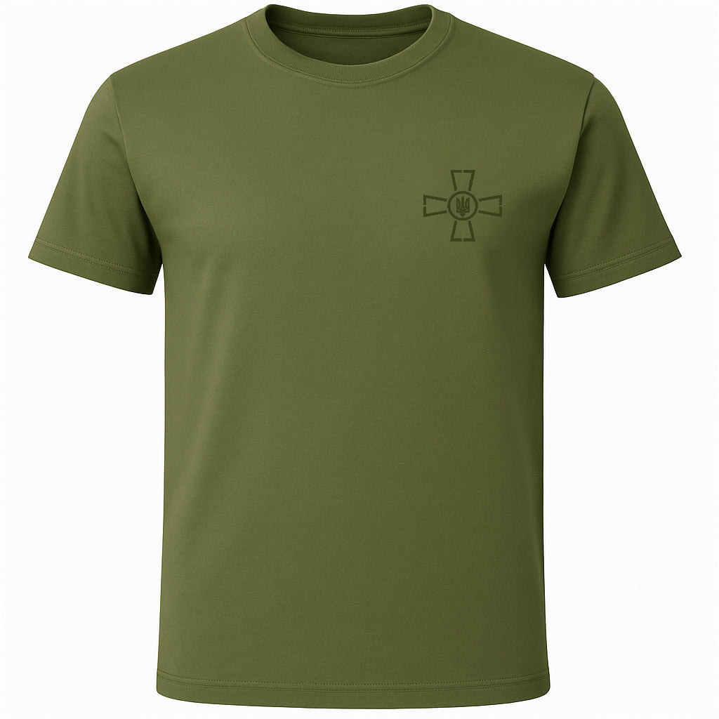 Ukrainian Army Cross Emblem Shirt Military Green | Ukraine Armed Forces Logo T-Shirt | Patriotic Zelenskyy Style Military Tee