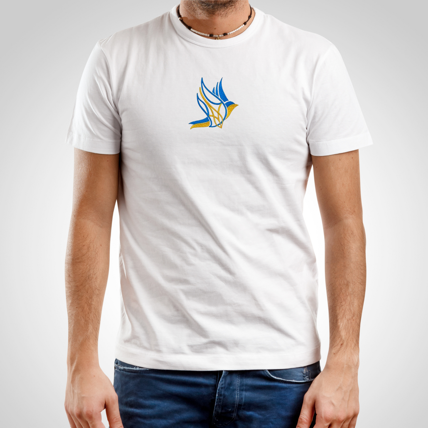 Embroidered Ukrainian Shirt with Peace Dove for Men