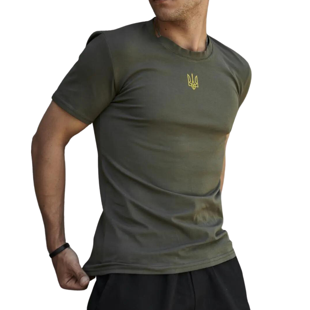 Zelensky T-shirt Made in Ukraine | Ukraine Shirt with an Embroidered Ukrainian Tryzub (Футболка чол.)