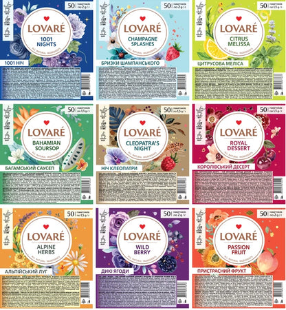 Lovare Premium Tea Variety Pack (450 Tea Bags, 9 Flavors Combo Set), Gourmet Herbal, Black & Green Tea Assortment, Ultimate Tea Lovers Gift Collection, 775g Big Pack