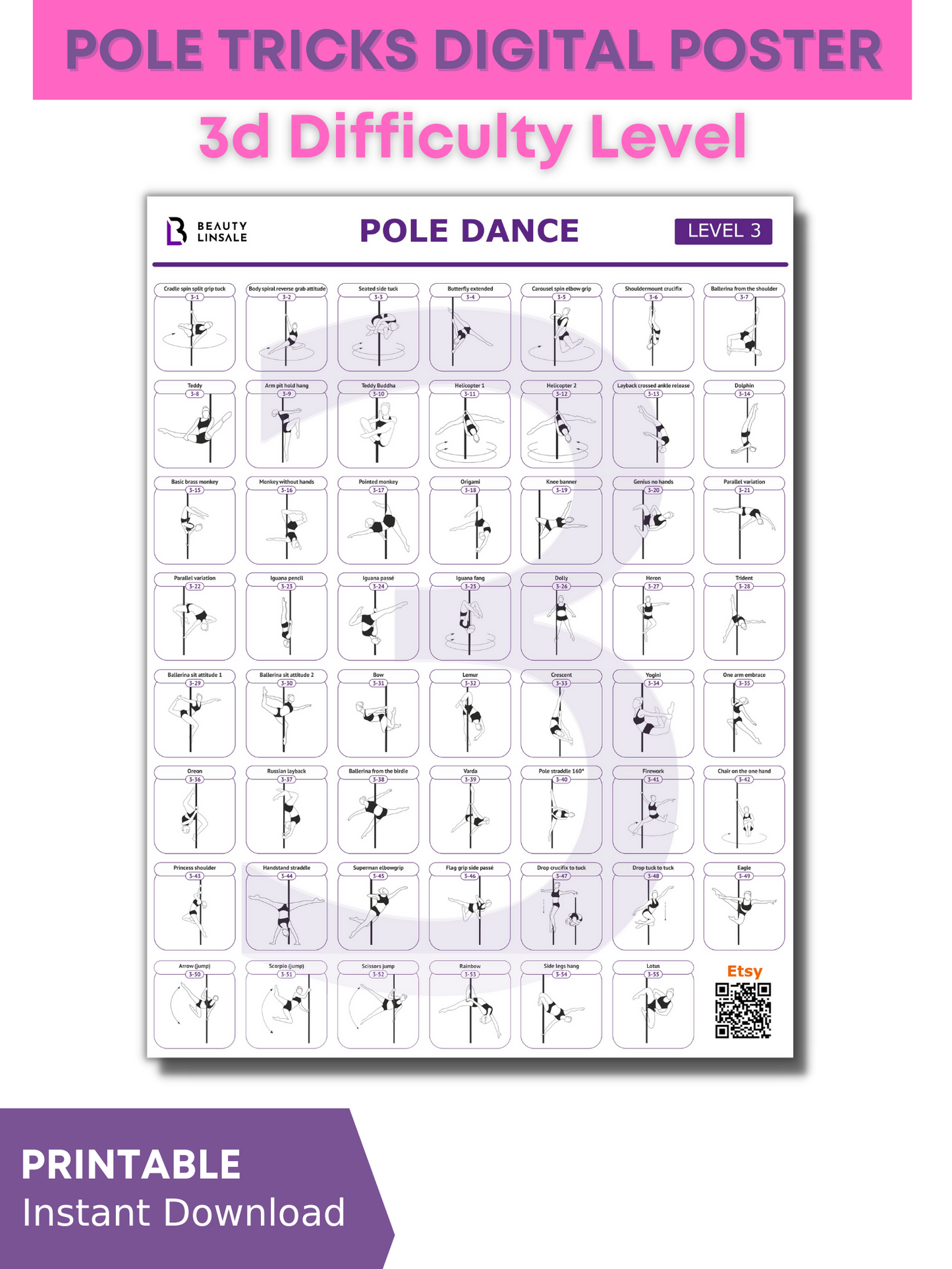 Pole Dance Poster Digital (PDF) - 3 level