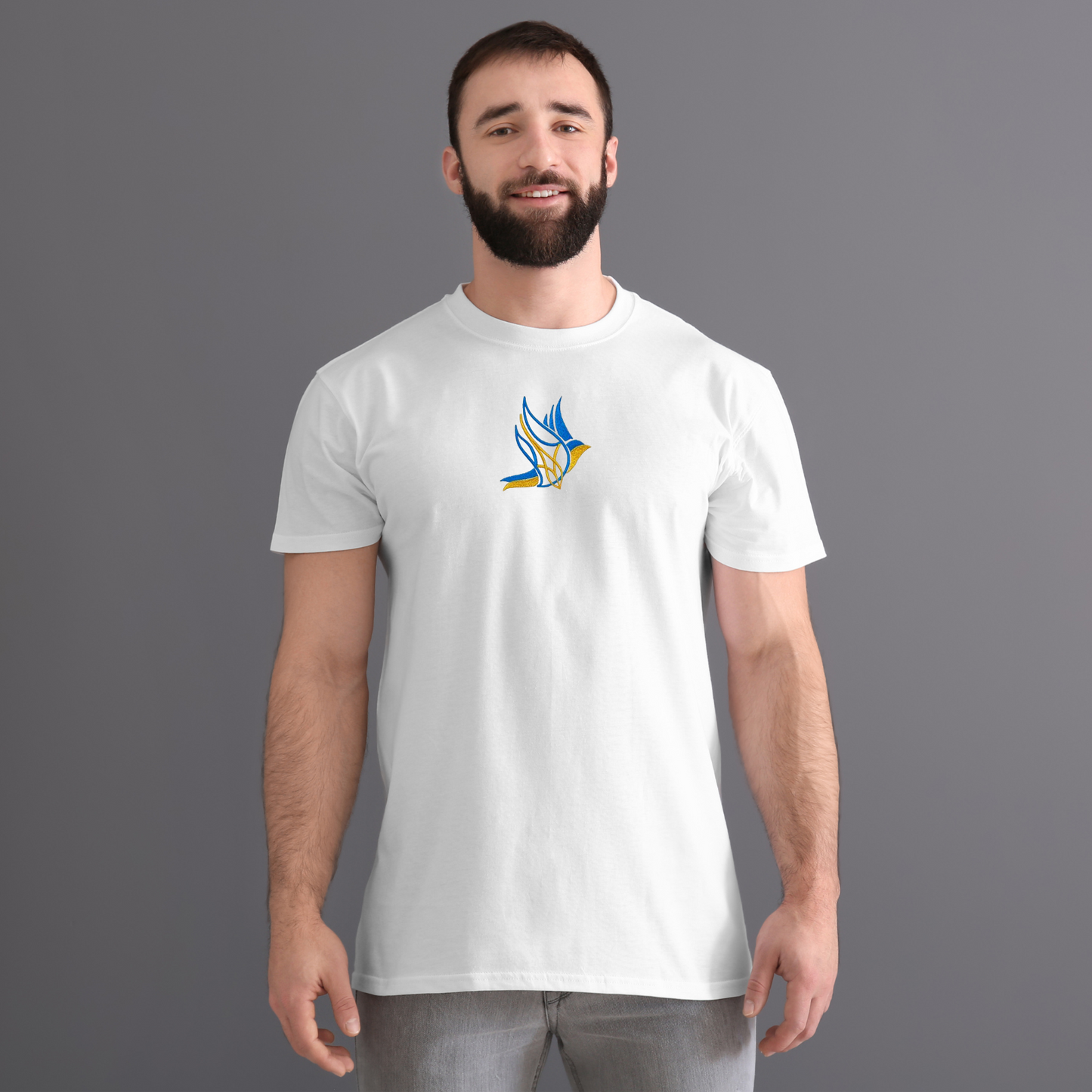 Embroidered Ukrainian Shirt with Peace Dove for Men