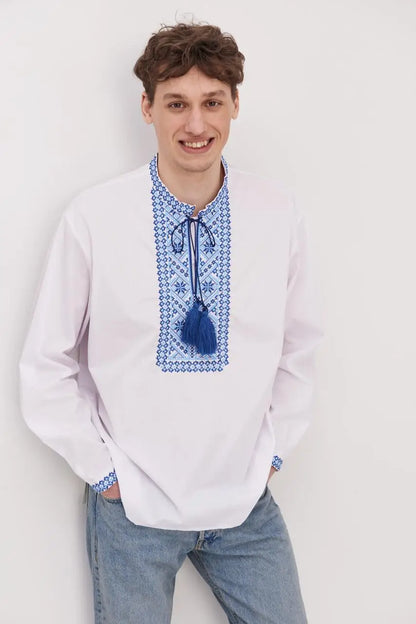Ukrainian Vyshyvanka Shirt for Men in Poplin Cotton Blend with Traditional Embroidery | Ustym Design | Handmade Ethnic Shirt from Ukraine