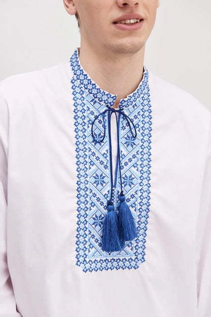 Ukrainian Vyshyvanka Shirt for Men in Poplin Cotton Blend with Traditional Embroidery | Ustym Design | Handmade Ethnic Shirt from Ukraine