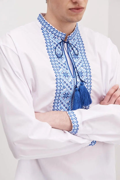 Ukrainian Vyshyvanka Shirt for Men in Poplin Cotton Blend with Traditional Embroidery | Ustym Design | Handmade Ethnic Shirt from Ukraine