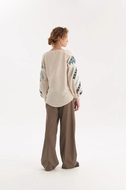 Ukrainian Embroidered Blouse for Women in Cotton Blend | Sviatoslava Vyshyvanka Shirt with Traditional Embroidery | Made in Ukraine