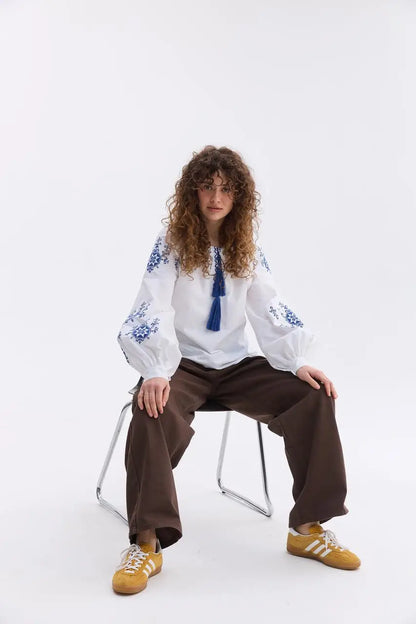 Ukrainian Embroidered Blouse for Women in 100% Cotton Batiste | Zirka Vyshyvanka Shirt with Traditional Embroidery | Made in Ukraine