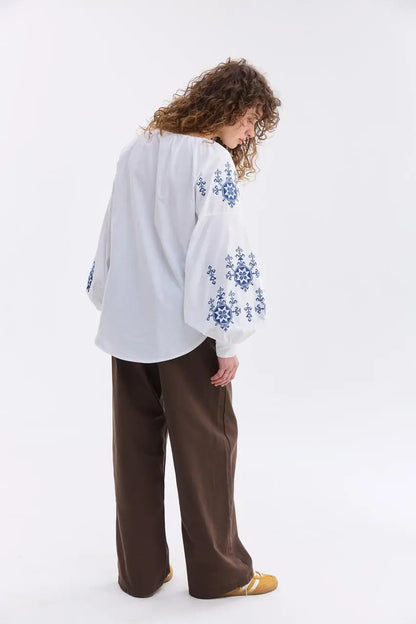 Ukrainian Embroidered Blouse for Women in 100% Cotton Batiste | Zirka Vyshyvanka Shirt with Traditional Embroidery | Made in Ukraine