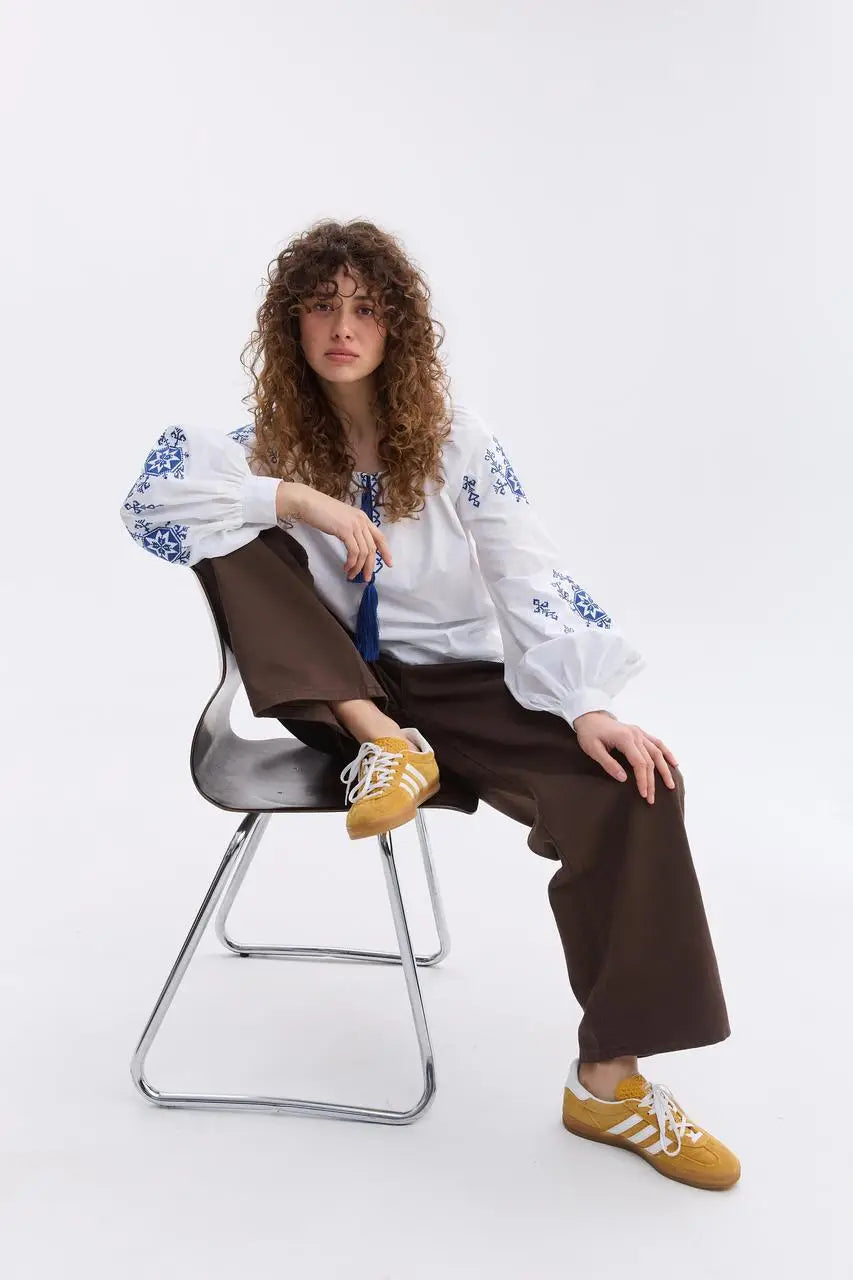 Ukrainian Embroidered Blouse for Women in 100% Cotton Batiste | Zirka Vyshyvanka Shirt with Traditional Embroidery | Made in Ukraine