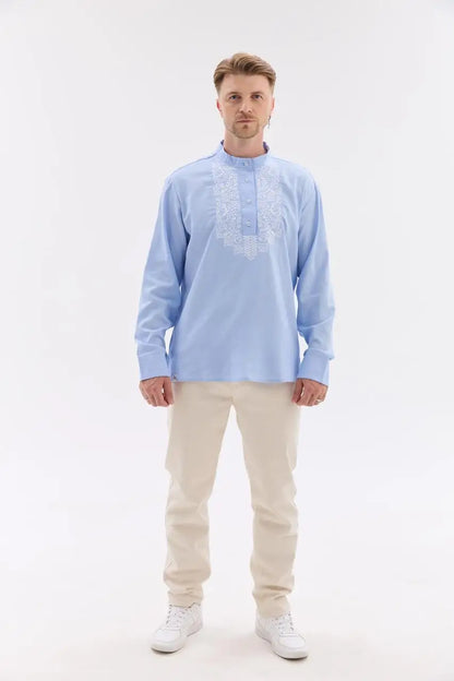 Ukrainian Vyshyvanka Shirt for Men with Cotton Linen Blend and Machine Embroidery |  Hordiy Design | Ukrainian Gift for Him