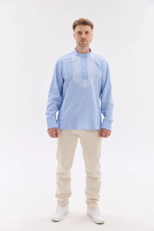 Ukrainian Vyshyvanka Shirt for Men with Cotton Linen Blend and Machine Embroidery |  Hordiy Design | Ukrainian Gift for Him