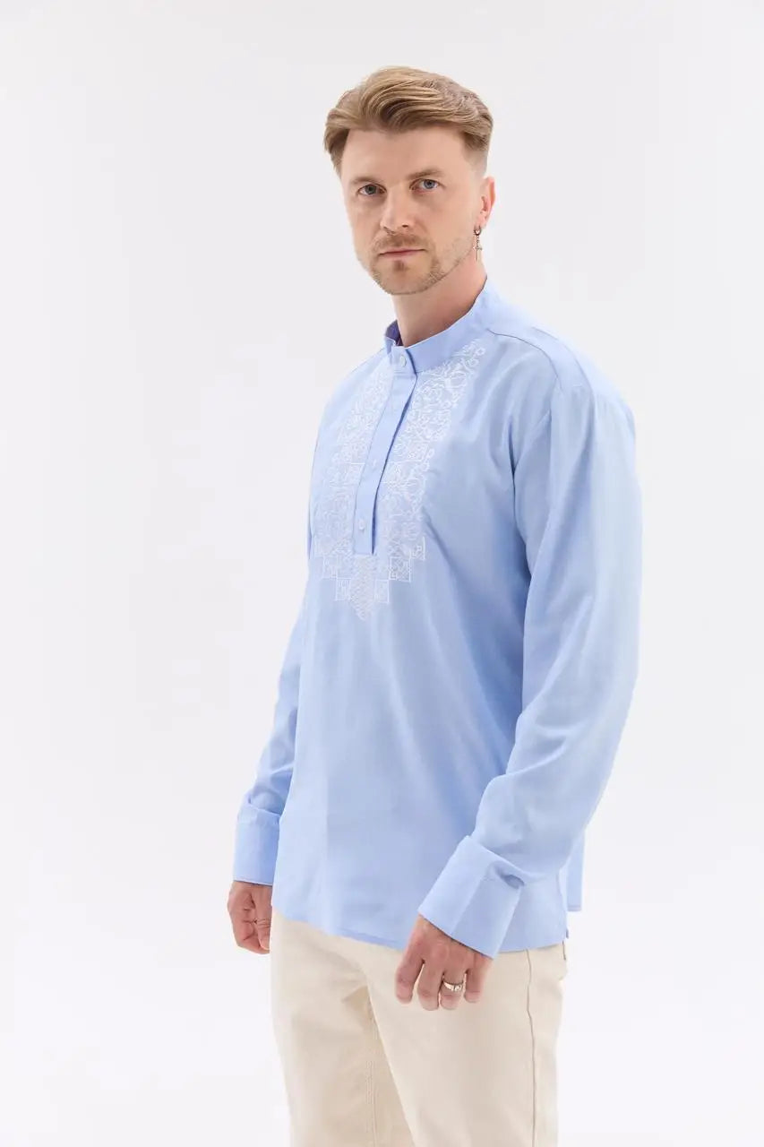 Ukrainian Vyshyvanka Shirt for Men with Cotton Linen Blend and Machine Embroidery |  Hordiy Design | Ukrainian Gift for Him
