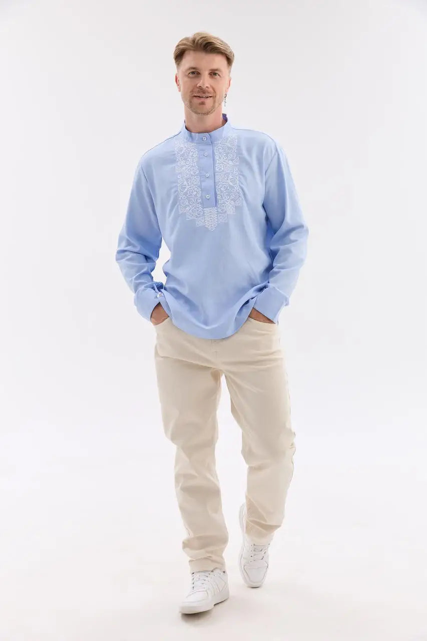 Ukrainian Vyshyvanka Shirt for Men with Cotton Linen Blend and Machine Embroidery |  Hordiy Design | Ukrainian Gift for Him