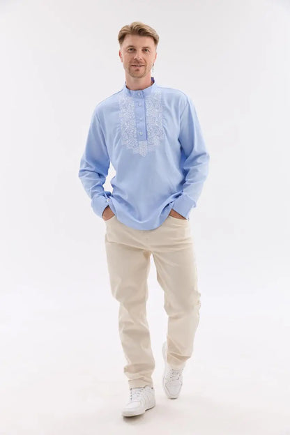 Ukrainian Vyshyvanka Shirt for Men with Cotton Linen Blend and Machine Embroidery |  Hordiy Design | Ukrainian Gift for Him