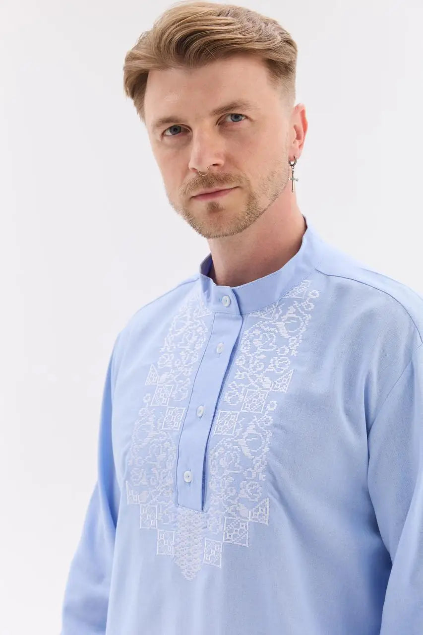 Ukrainian Vyshyvanka Shirt for Men with Cotton Linen Blend and Machine Embroidery |  Hordiy Design | Ukrainian Gift for Him