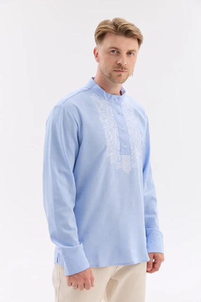 Ukrainian Vyshyvanka Shirt for Men with Cotton Linen Blend and Machine Embroidery |  Hordiy Design | Ukrainian Gift for Him
