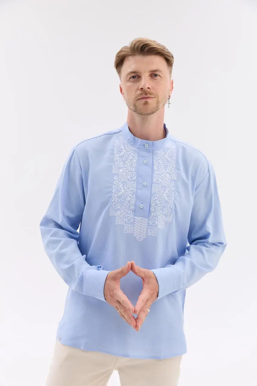 Ukrainian Vyshyvanka Shirt for Men with Cotton Linen Blend and Machine Embroidery |  Hordiy Design | Ukrainian Gift for Him