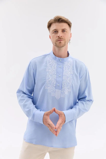 Ukrainian Vyshyvanka Shirt for Men with Cotton Linen Blend and Machine Embroidery |  Hordiy Design | Ukrainian Gift for Him