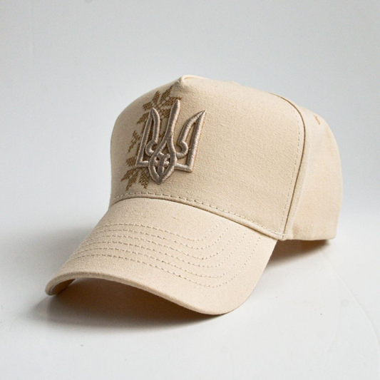 Ukrainian Baseball Hat with Trident Embroidery (Beige)