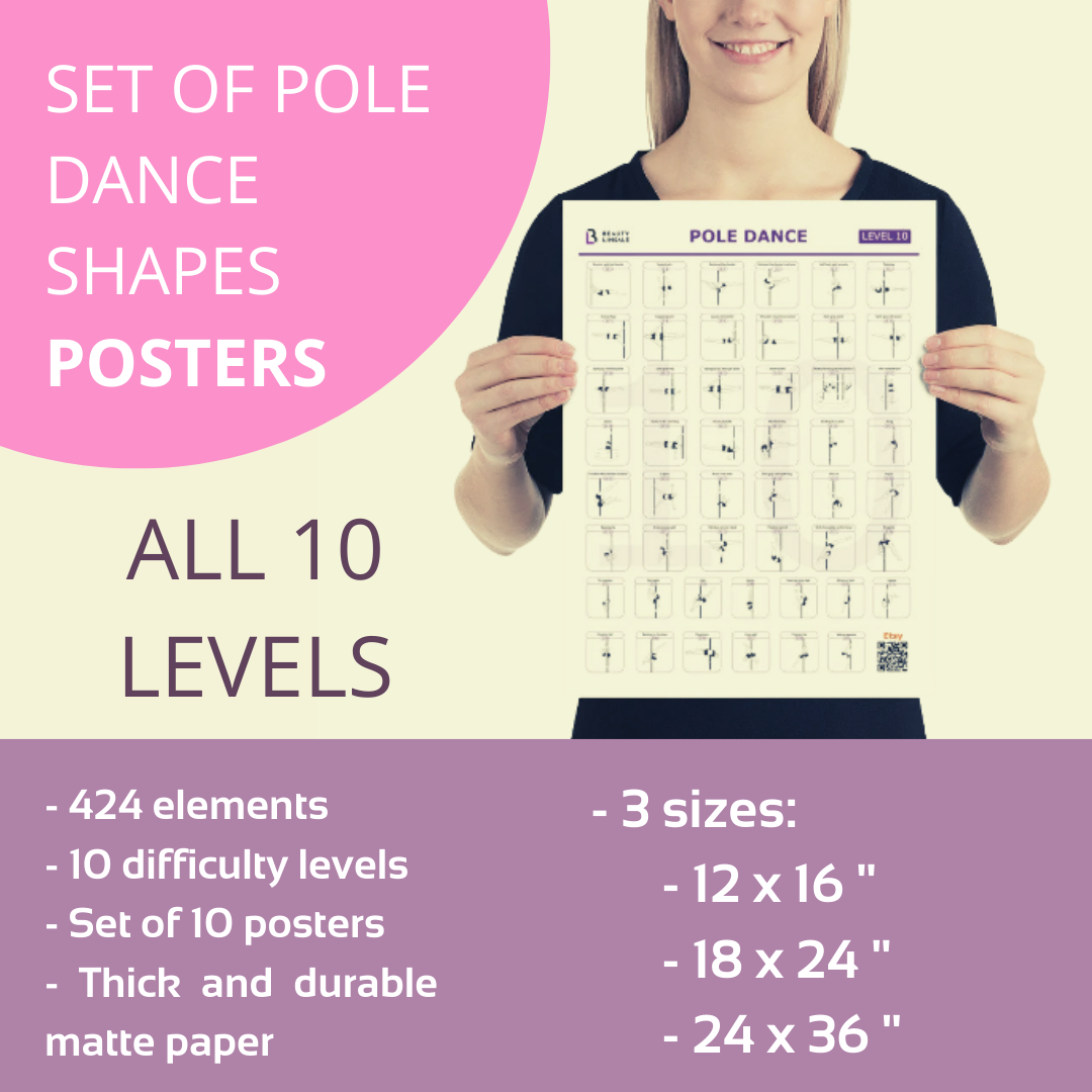 Pole Dance Elements Posters (Printed on the paper)