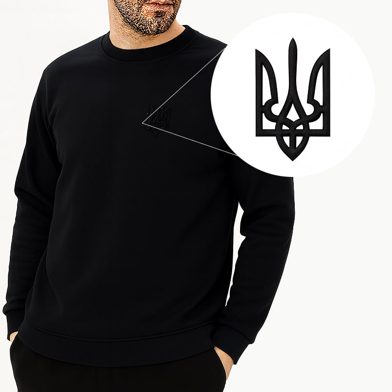 Zelensky Sweatshirt with Embroidered Ukrainian Tryzub. (Світшот чол.)